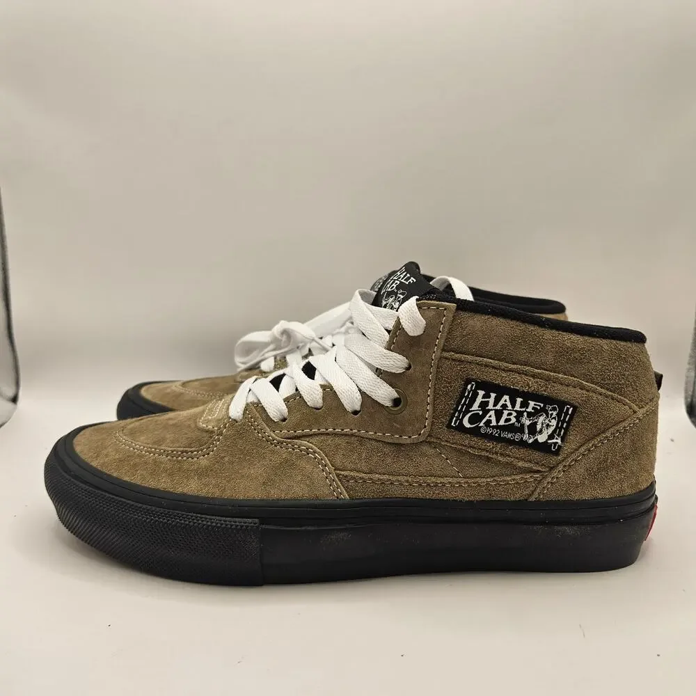VANS MEN'S 7.5 RARE SKATE HALF CAB PIG SUEDE OLIVE BLACK NWOB